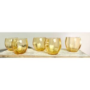 Gold Vintage Roly Poly Rocks Set of 5 Glasses